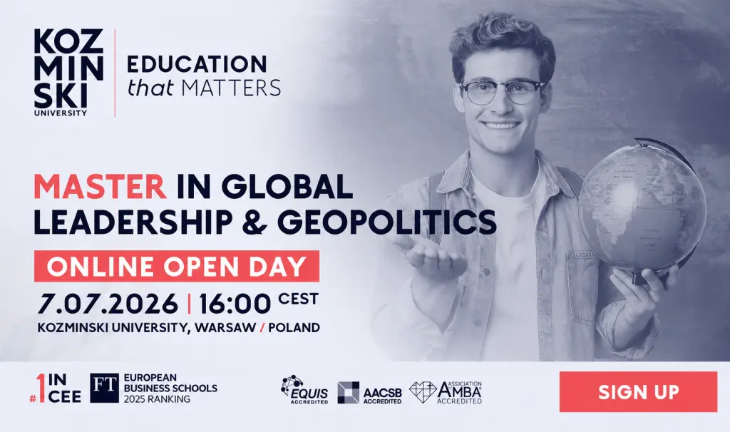 Online Open Day for the Master in Global Leadership & Geopolitics at Kozminski University